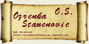 Ozrenka Stamenović vizit kartica